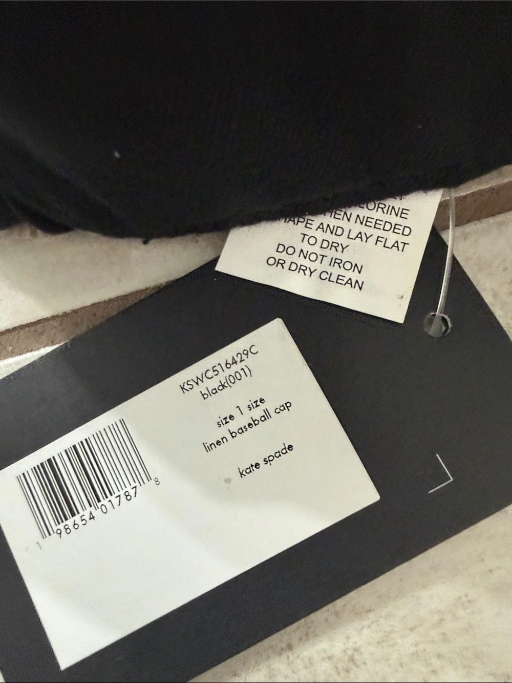 kate spade black baseball cap with white logo nwt .. linen